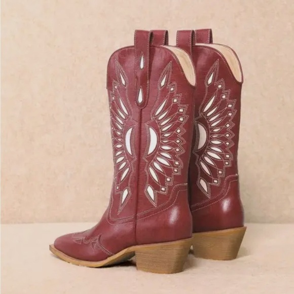Mi.iM 8.5 Burgundy Western Heeled Boots - Picture 4 of 4